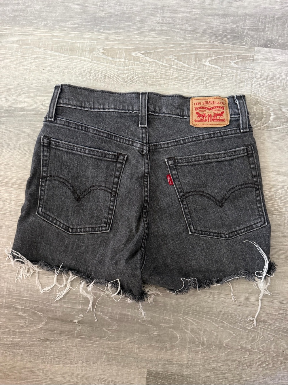 Levi's Women's Charcoal Black Frayed Hem Denim Shorts